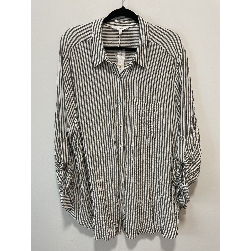 Jane and Delancey Blouse Top 2X BlueWhite Stripe Preppy Beachy Summer Cruise NWT